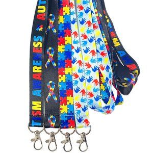 Execucat Brand Set of 4 Autism Awareness Lanyards Key Chain ID Badge Holder